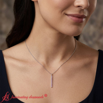 French Pave Straight Bar Necklace