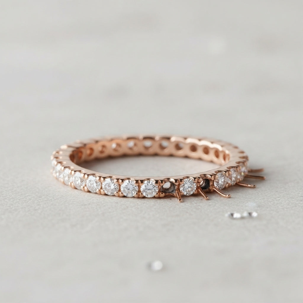 3. Full Pavé Bands with Micro Diamonds That Keep Falling Out