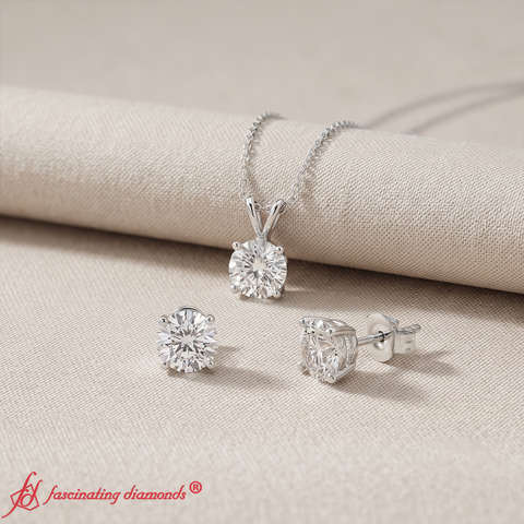 Solitaire Round Duo – 0.50 CT Lab Diamond Matching Stud Earrings & 1.00 CT Pendant (1.50 Ctw | F-G / VS1)