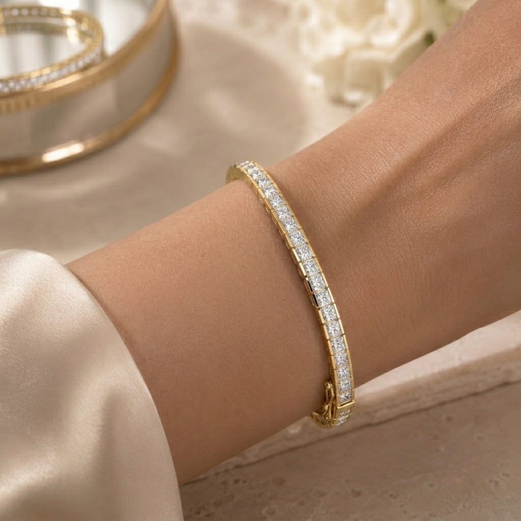 Half Bezel Set Tennis Bracelet