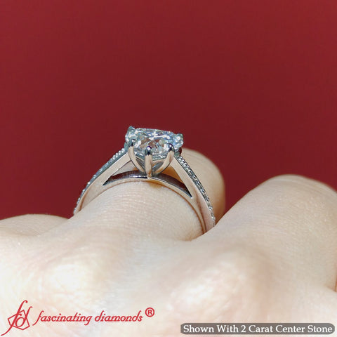Pave Band Heart Shaped Engagement Ring