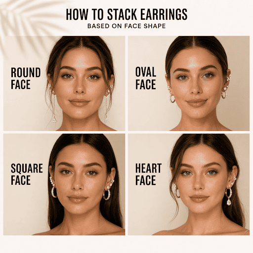How to Stack Earrings Based on Face Shape