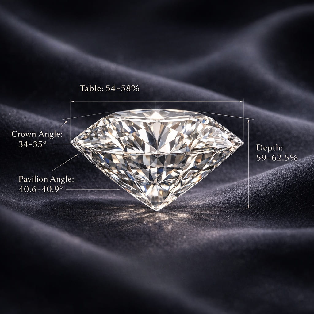 Ideal Proportions for Round Brilliant Diamonds