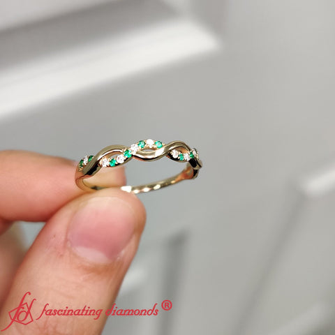 Infinity-diamond-wedding-promise-band-with-emerald-in-14k-yellow-gold-FD1122B-5