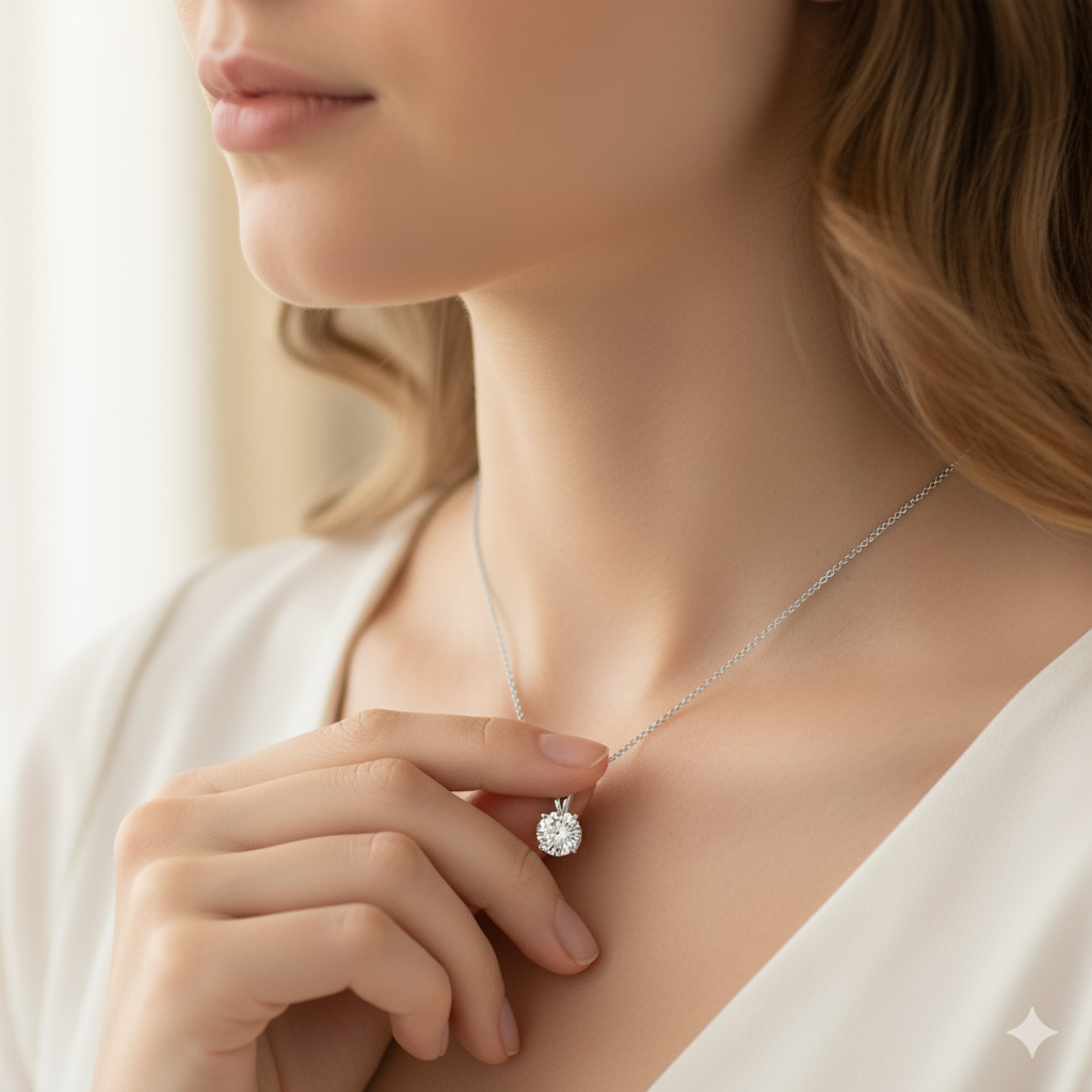 Round 4 Prong Solitaire Pendant