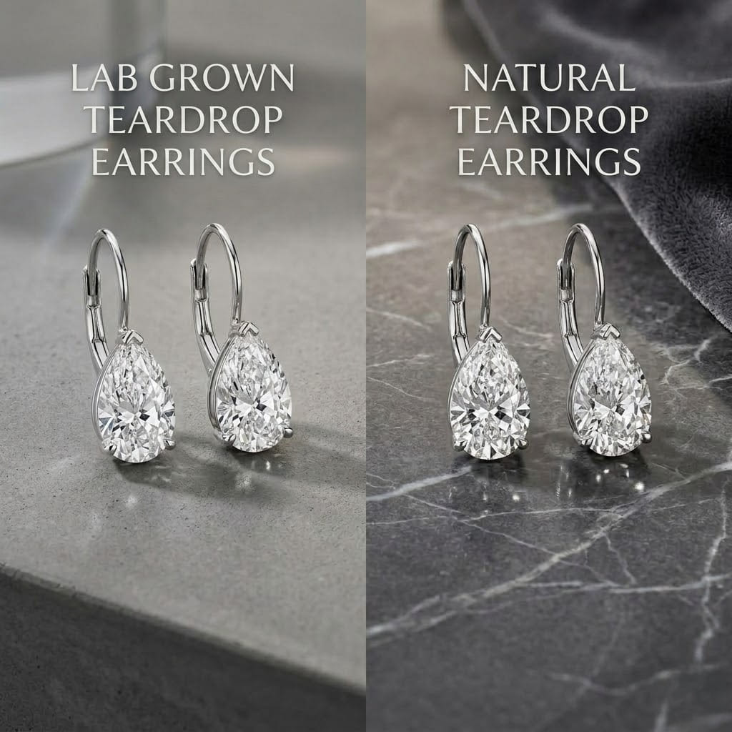 Lab-Grown vs Natural Diamond Teardrop Earrings