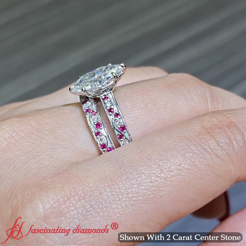 Marquise-cut-antique-filigree-wedding-ring-set-with-pink-sapphire-in-white-gold-FDENS3543-8
