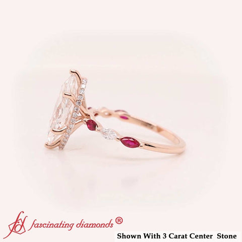 Marquise Cut Lab Diamond Hidden Halo Ring