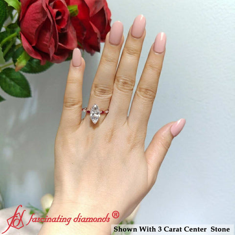 Marquise Cut Lab Diamond Hidden Halo Ring