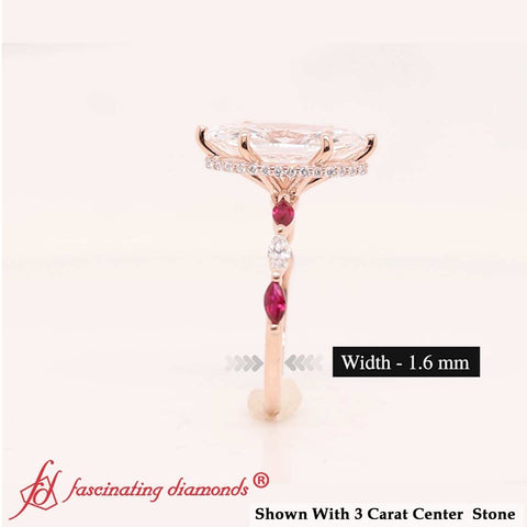 Marquise Cut Lab Diamond Hidden Halo Ring