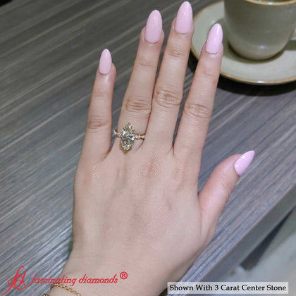 Marquise Cut Lab Diamond Hidden Halo Ring