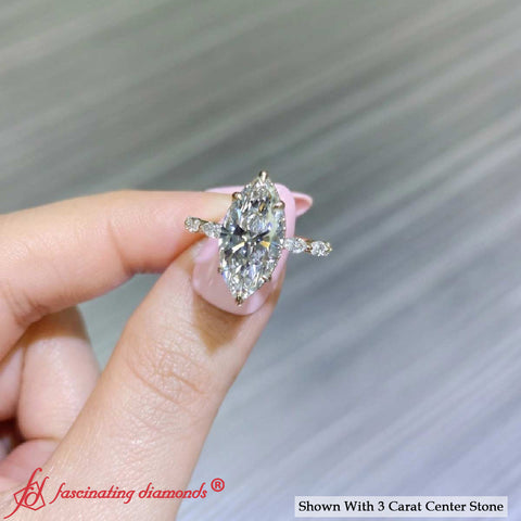 Marquise Cut Lab Diamond Hidden Halo Ring