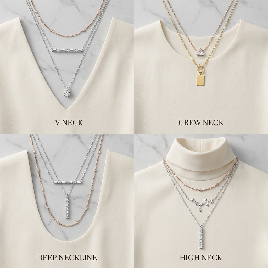 Match Necklace Stacks to Necklines