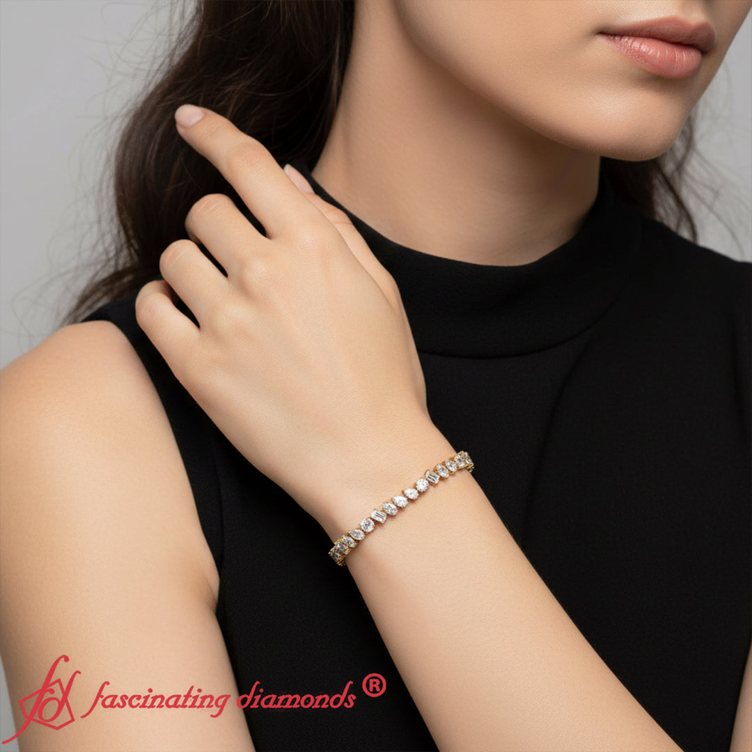 Mixed-Diamond-Cut-Tennis-Bracelet-yellow-gold-fdbrc10433-model