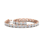Load image into Gallery viewer, oval-shaped-13-carat-basket-tennis-bracelet-in-rose-gold-fdbrc10444angle2-13.00-ct-nl-rg
