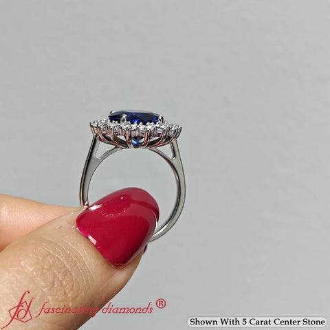 Oval Gemstone Halo Cathedral Ring