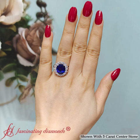 Oval Gemstone Halo Cathedral Ring