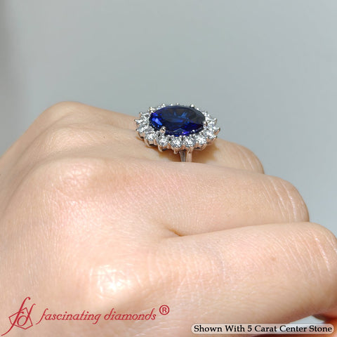 Oval Gemstone Halo Cathedral Ring