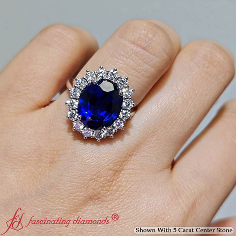 Oval Gemstone Halo Cathedral Ring