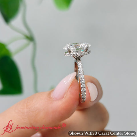 Lab Grown Oval Hidden Halo Engagement Ring