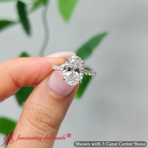 Lab Grown Oval Hidden Halo Engagement Ring