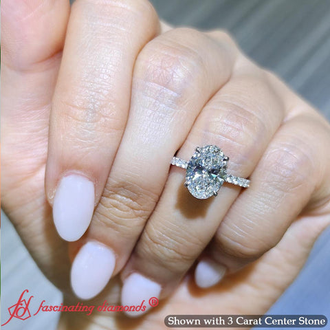 Lab Grown Oval Hidden Halo Engagement Ring