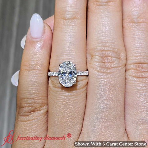 Lab Grown Oval Hidden Halo Engagement Ring
