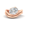 Load image into Gallery viewer, Oval Shaped Wave Solitaire Wedding Band Set