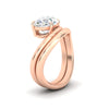 Load image into Gallery viewer, Oval Shaped Wave Solitaire Wedding Band Set