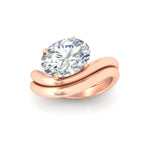 Load image into Gallery viewer, Oval Shaped Wave Solitaire Wedding Band Set
