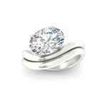 Load image into Gallery viewer, Oval Shaped Wave Solitaire Wedding Band Set
