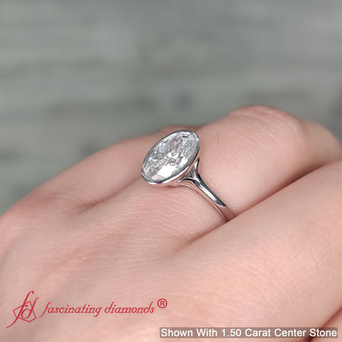 Oval Cut Bezel Set Diamond Solitaire Engagement Ring