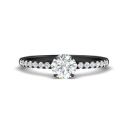Pavé round solitaire engagement ring in Black Gold 