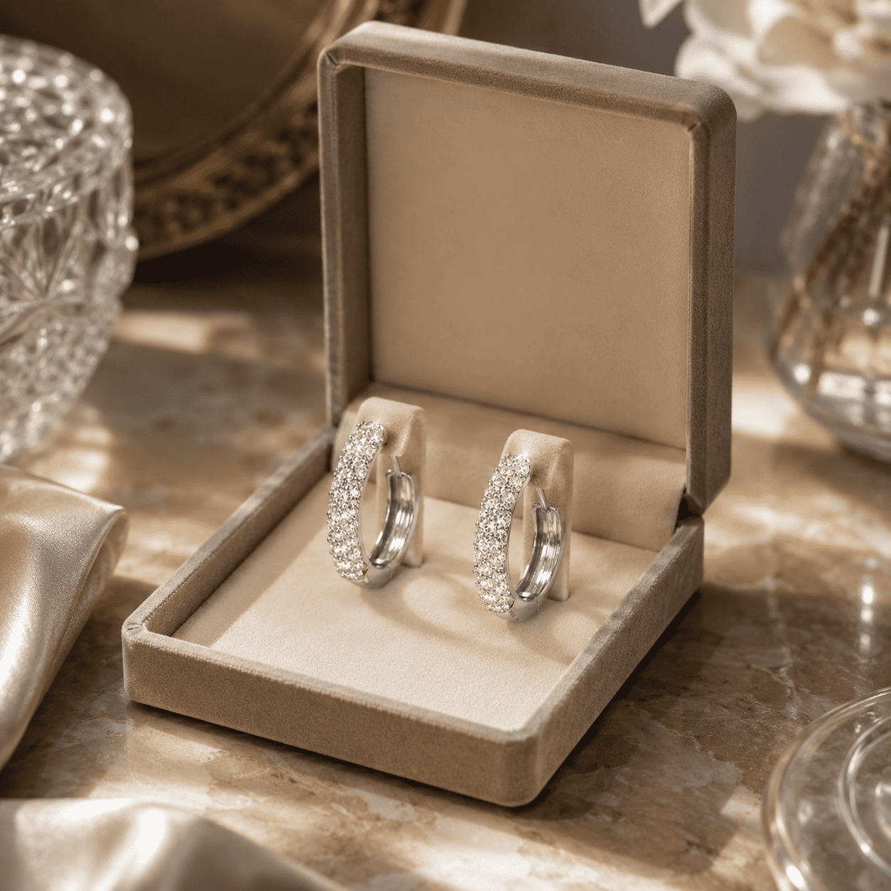 Pavé Diamond Hoop Earrings