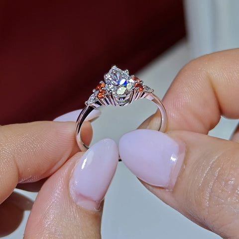 Pear Accented Cluster Engagement Ring