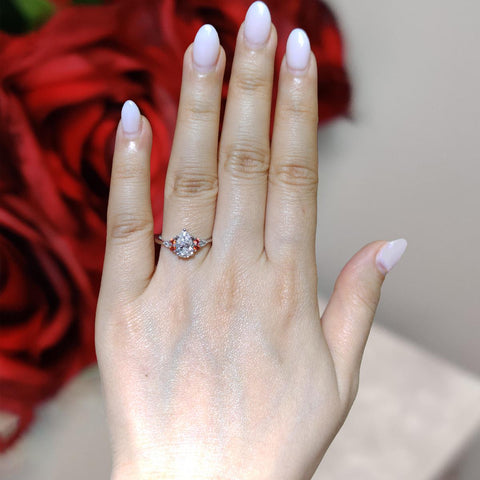 Pear Accented Cluster Engagement Ring
