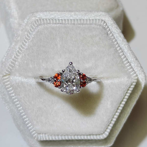 Pear Accented Cluster Engagement Ring