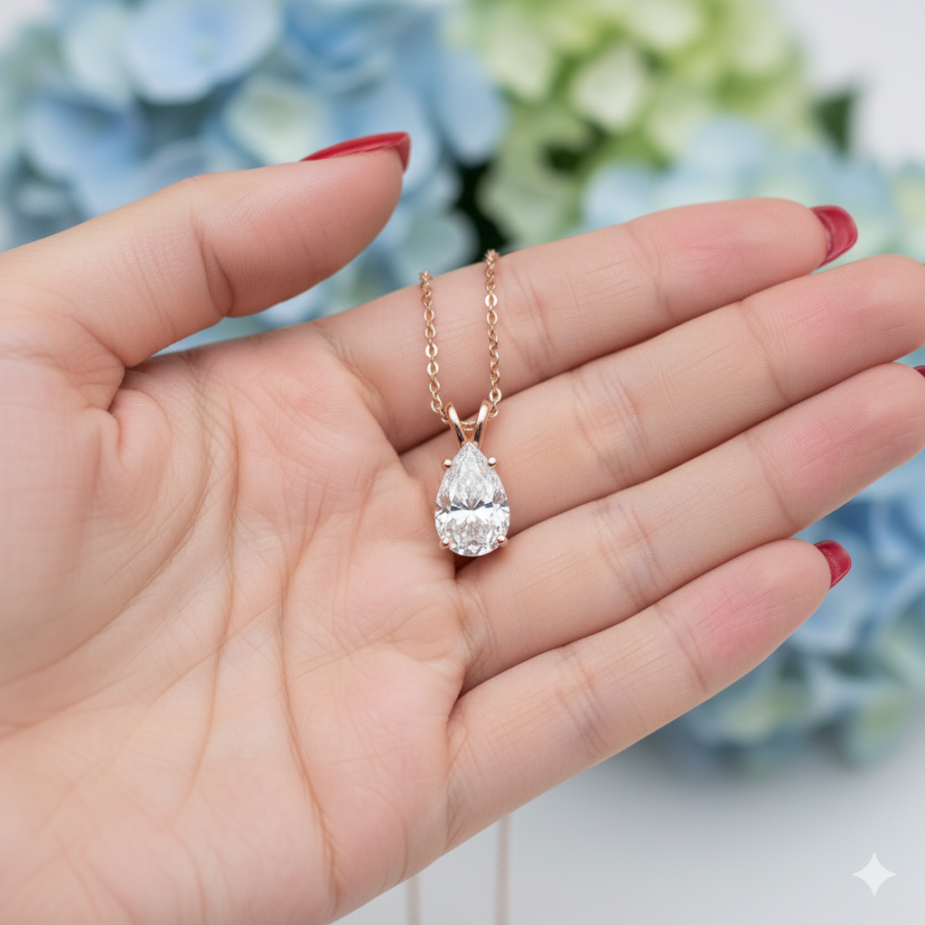 Pear Shaped Solitaire Necklace