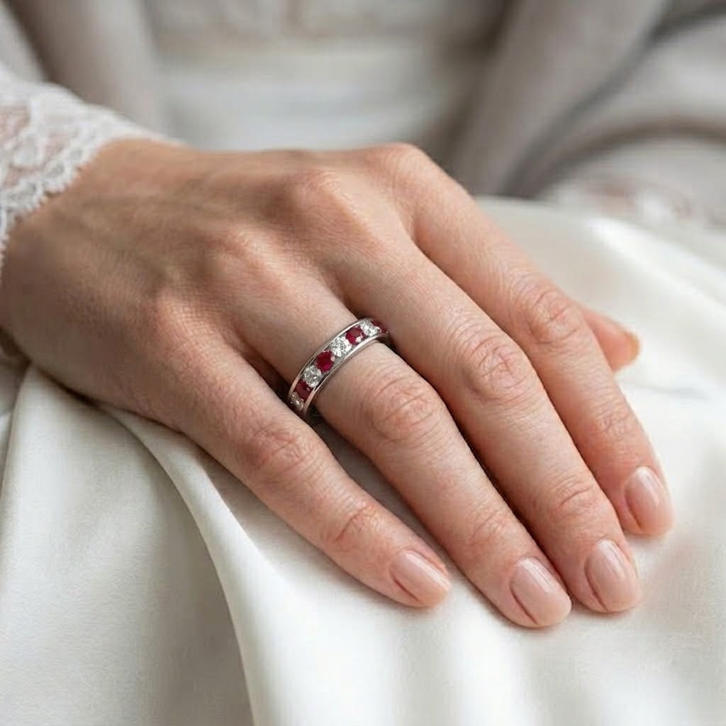 Platinum Ruby Wedding Band