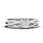 Load image into Gallery viewer, Princess-cut-vine-solitaire-bridal-ring-set-in-white-gold-fdens8252prsleep-nl-wg.jpg?v=1767085010