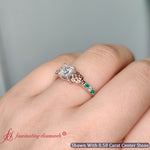 Load image into Gallery viewer, Princesss_Cut_Celtic_Lab_Diamond_Ring_with_Emerald_in_14k_White_Gold-FDENS2255R-3_2ffc7f97-1c02-479e-b614-df6a0dc3f930
