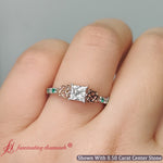 Load image into Gallery viewer, Princesss_Cut_Celtic_Lab_Diamond_Ring_with_Emerald_in_14k_White_Gold-FDENS2255R-7_99b40538-2f74-41c6-8fc0-608f8fb321b3
