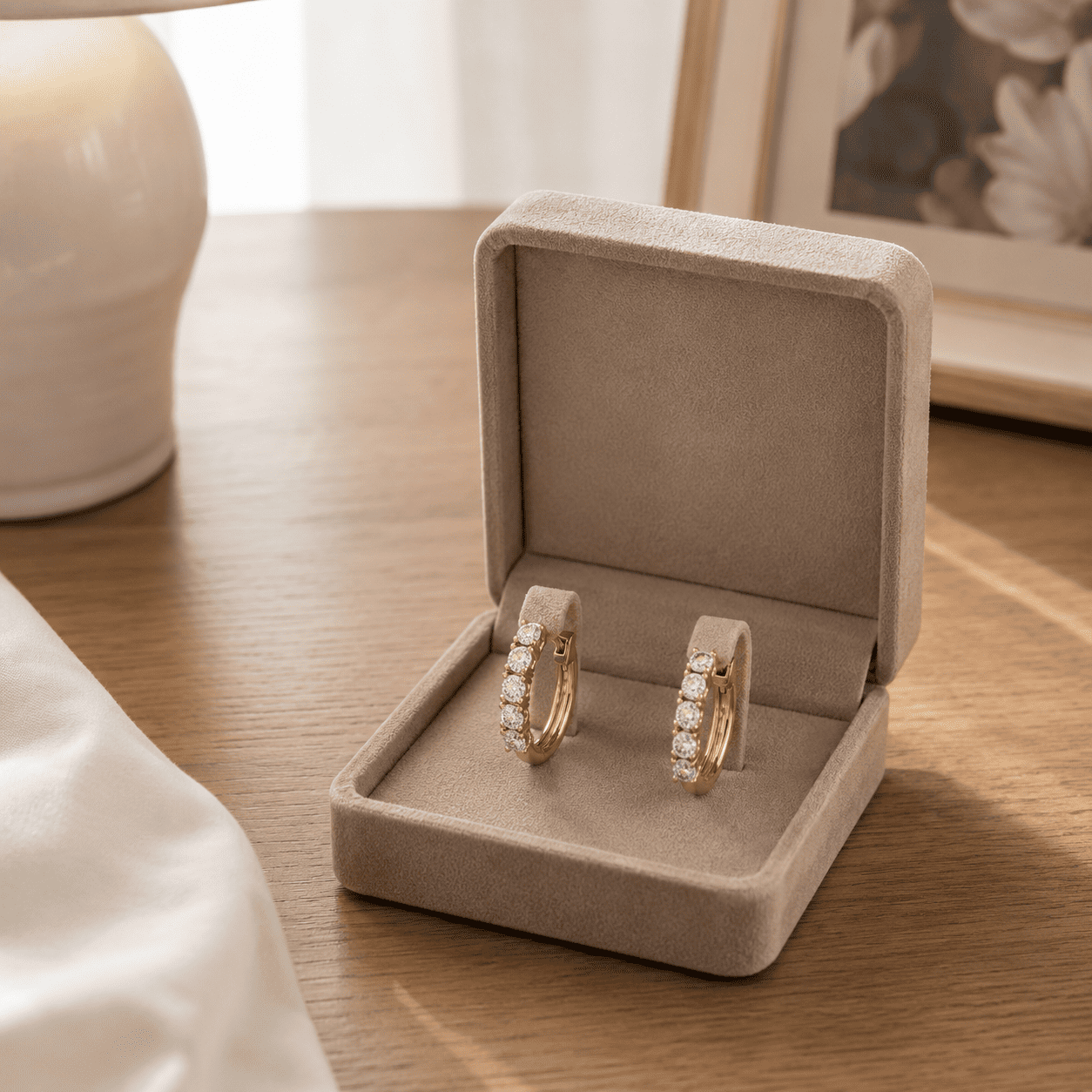 Prong Set Diamond Hoop Earrings