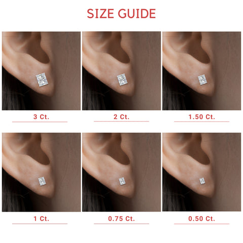 Radiant Diamond Basket Stud Earring