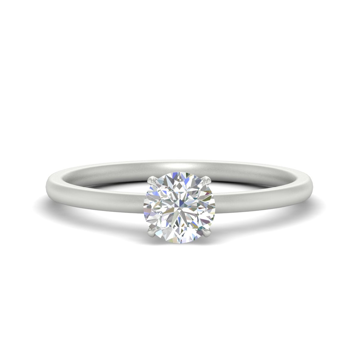 Round Two Tone Comfort Fit Solitaire Diamond Ring