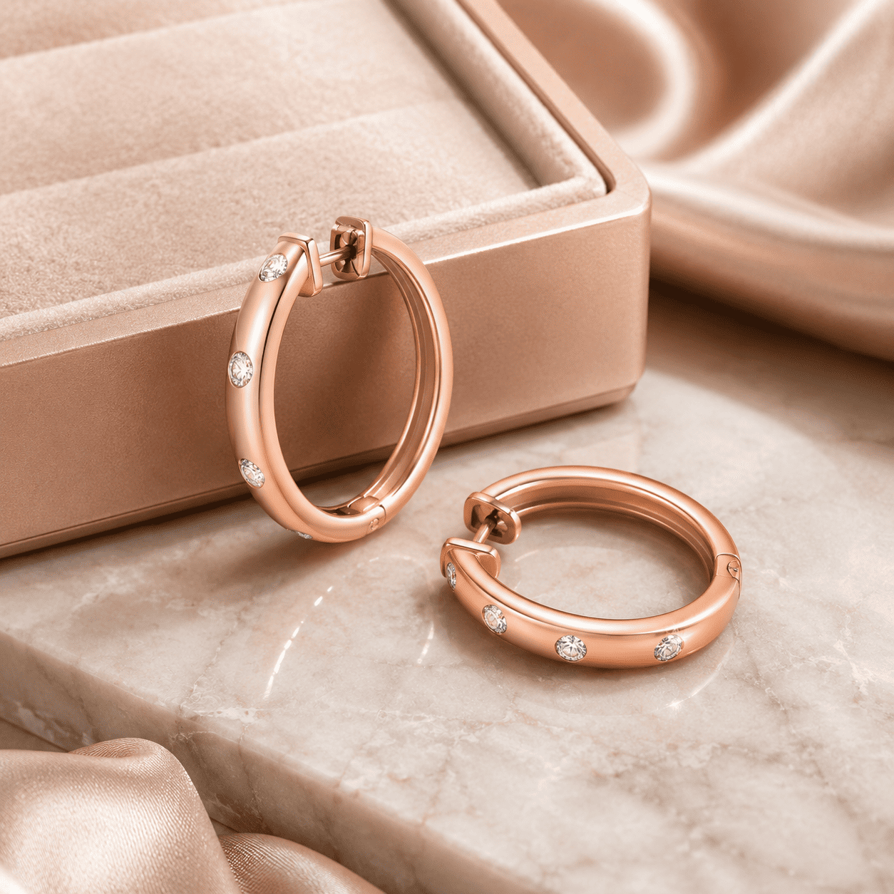 Rose Gold Diamond Hoop Earrings