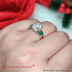 Load image into Gallery viewer, round-cut-twisted-petal-diamond-engagement-ring-with-emerald-in-14K-white-gold-FD8300RORGEMGR-NL-WG.jpg
