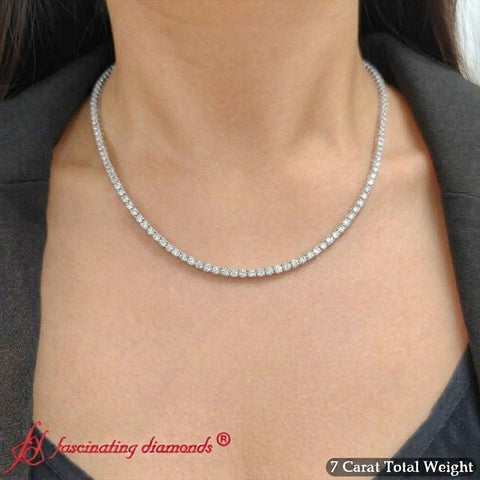Round Diamond Tennis Choker Necklace