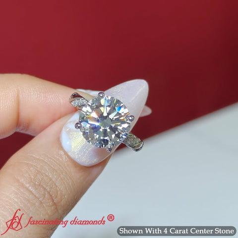 Round Cut Lab Grown Diamond Twisted Vine Engagement Ring