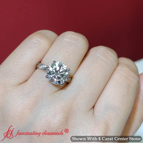 Round Cut Lab Grown Diamond Twisted Vine Engagement Ring